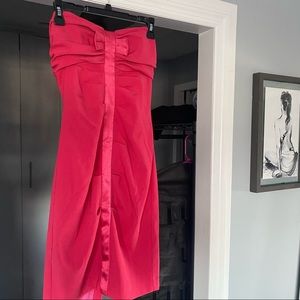 Hot pink Nicole Miller dress with bow.